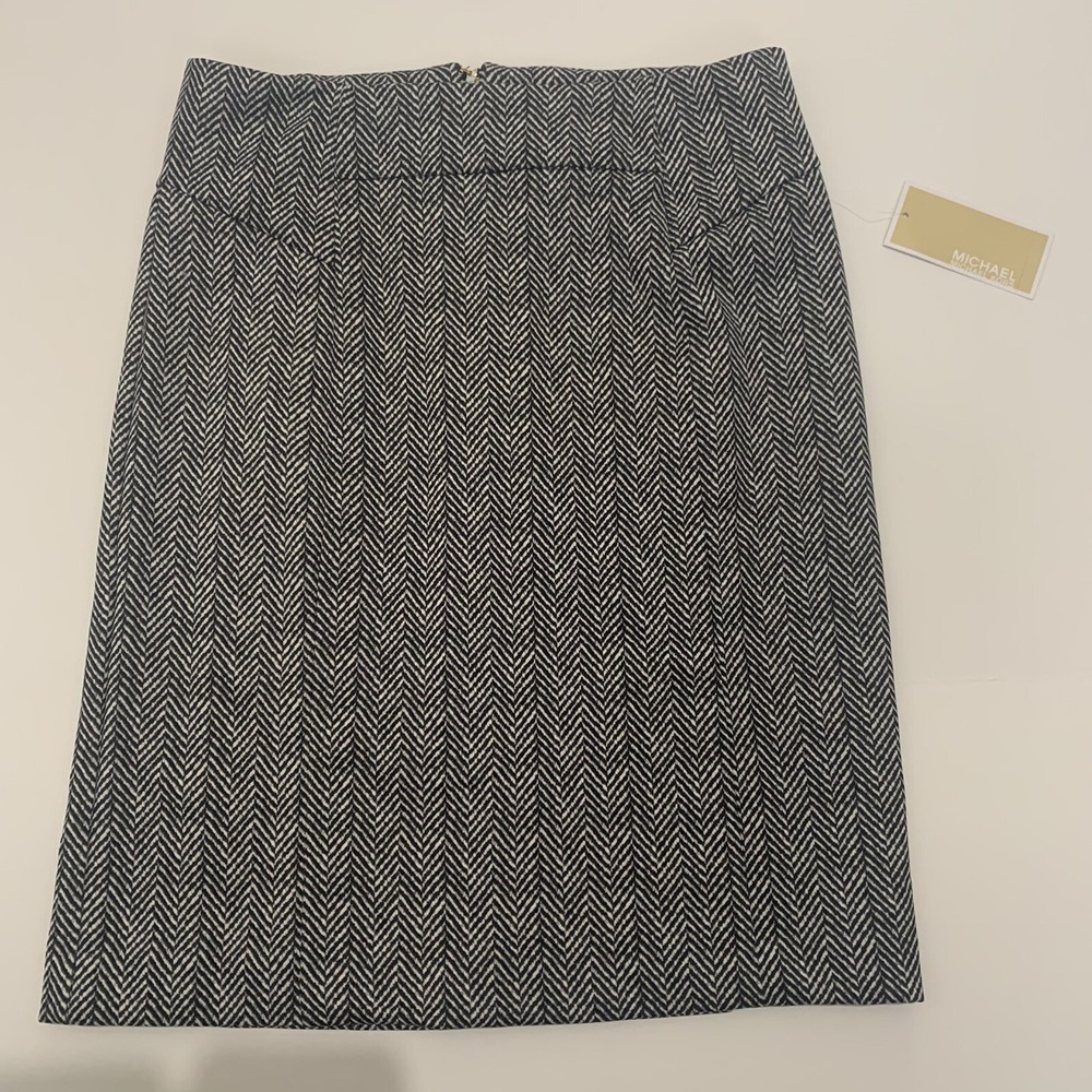 Michael Kors Women Size 2 Pencil Skirt Black White Zig Zag QF87ADG8TP